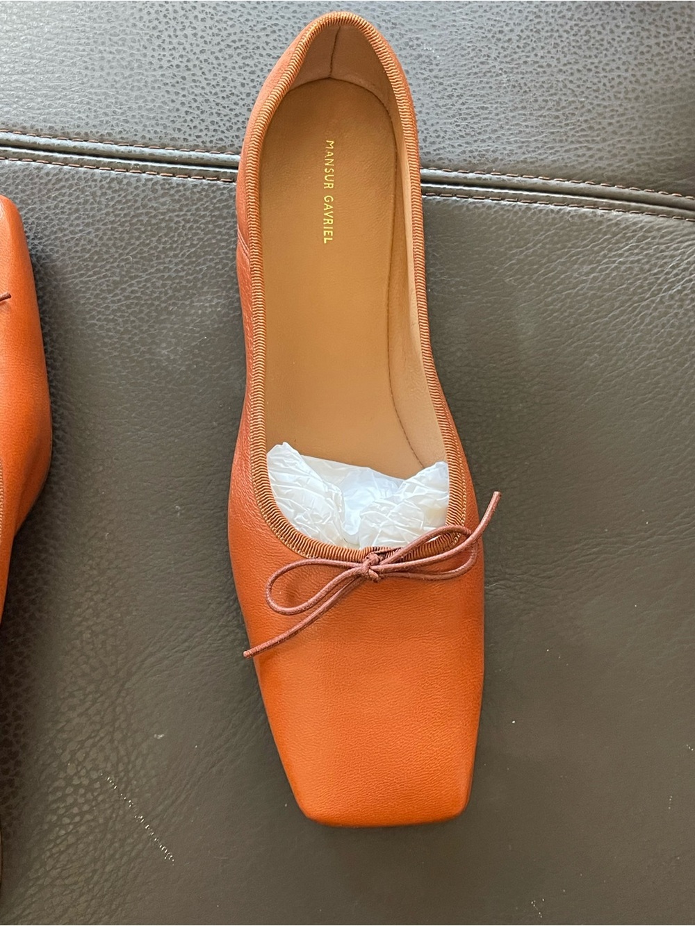Brand New, Mansur Gavriel Maple Leather Square-Toe Ballet Flats, Size 37.5 - Picture 6 of 10